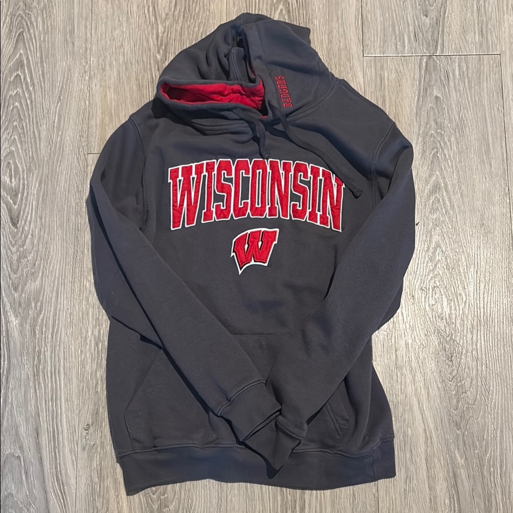 Wisconsin Hoodie in Gray and Red
